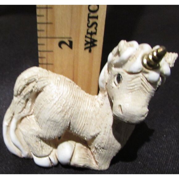 Artesania Rinconada unicorn figurine laying down vintage gold horn - Picture 6 of 7